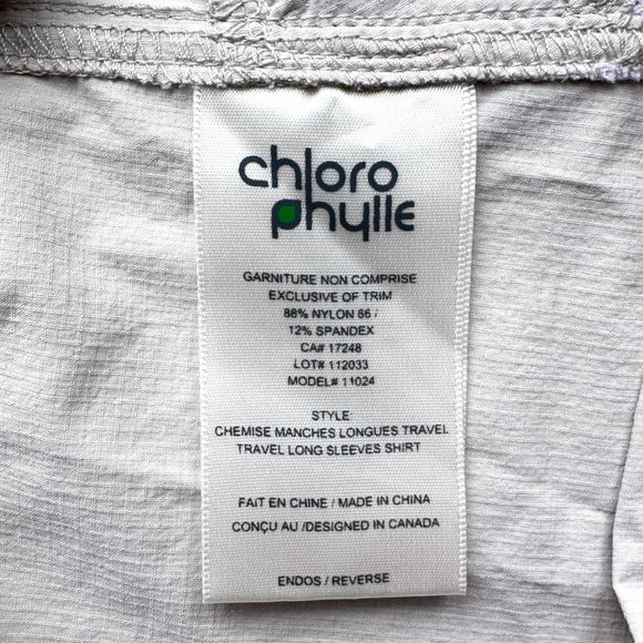 CHLOROPHYLLE Sport Travel Nylon Spandex Front Pockets Beige Shirt Small - Picture 10 of 11